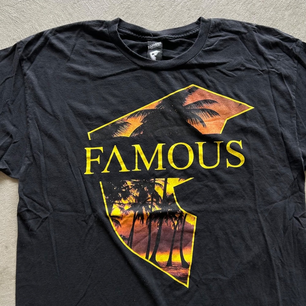 Famous Stars And Straps Shirt Size XL Black Palm Tree Sunset Logo Skate Graphic - Picture 2 of 5